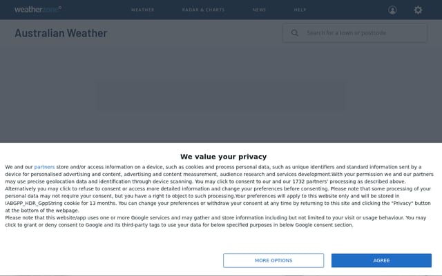 Screenshot of weatherzone.com.au