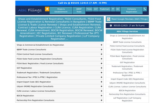 Screenshot of abhifilings.com