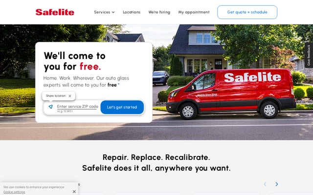 Screenshot of safelite.com