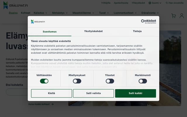 Screenshot of eraluvat.fi