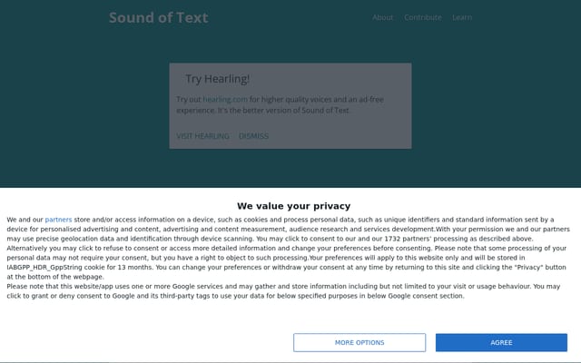 Screenshot of soundoftext.com
