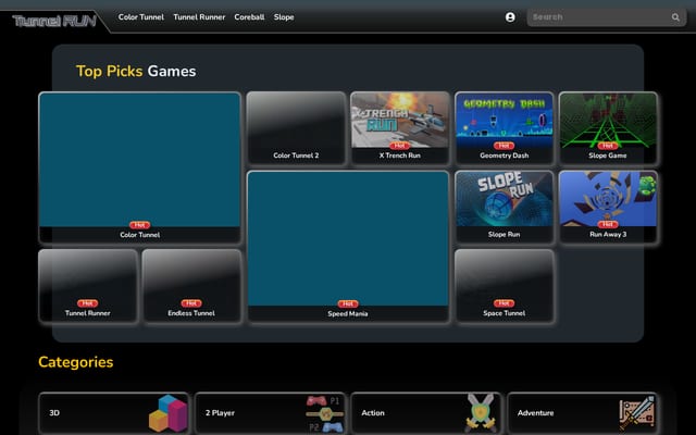 Screenshot of tunnelrush.net