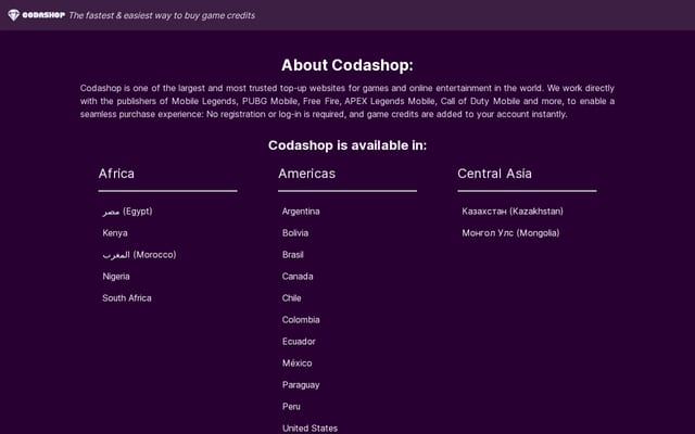 Screenshot of codashop.com