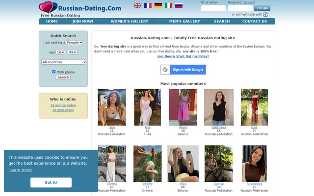 Screenshot of russian-dating.com