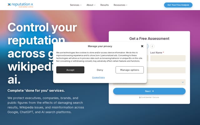 Screenshot of reputationx.com