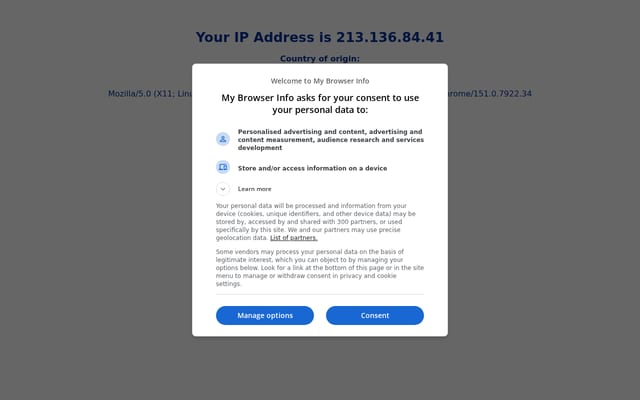 Screenshot of mybrowserinfo.com