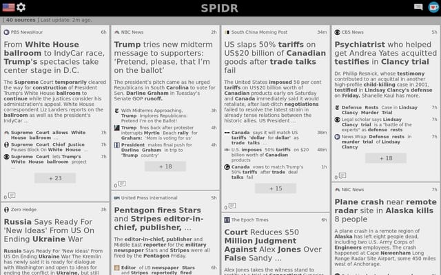 Screenshot of spidr.today