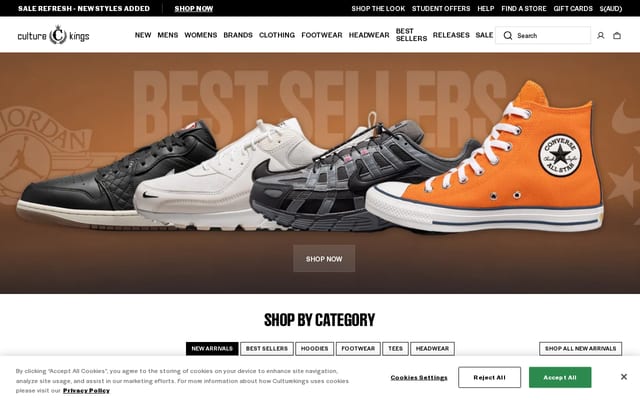 Screenshot of culturekings.com.au