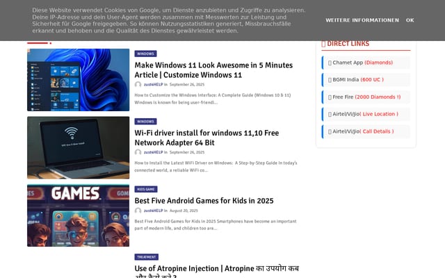 Screenshot of zust4help.in