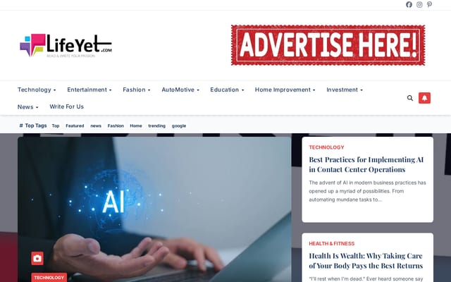 Screenshot of lifeyet.com