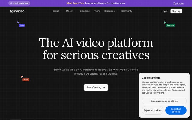 Screenshot of invideo.io