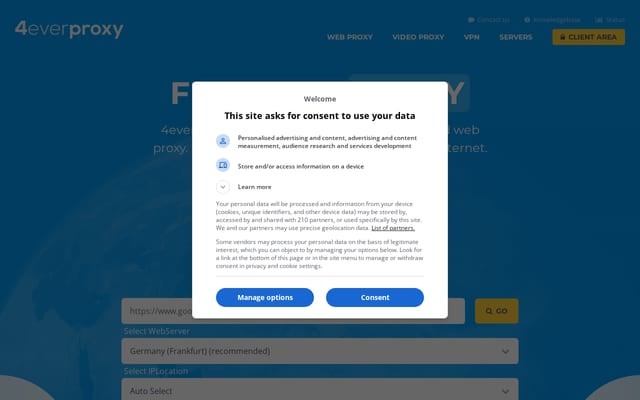 Screenshot of 4everproxy.com