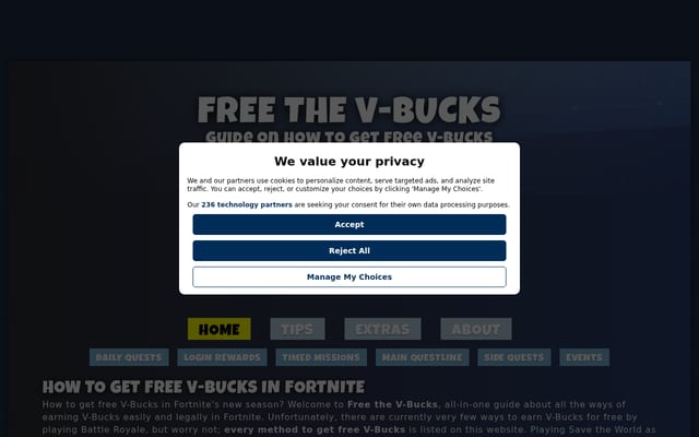 Screenshot of freethevbucks.com