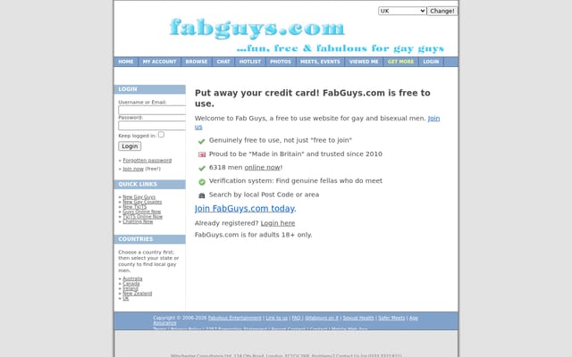Screenshot of fabguys.co.uk