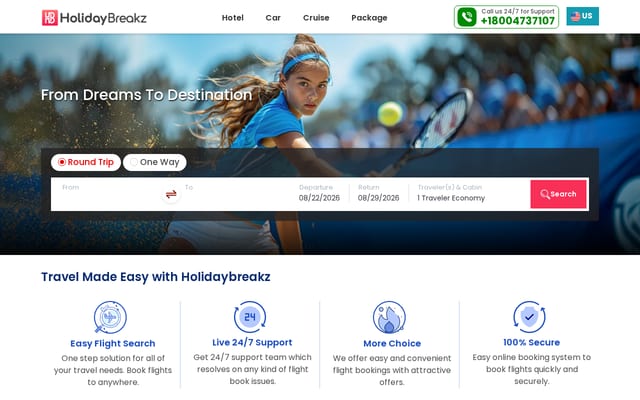 Screenshot of holidaybreakz.com