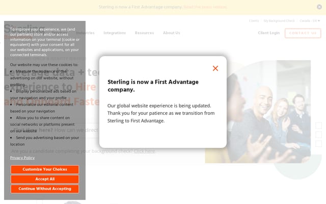 Screenshot of sterlingbackcheck.ca