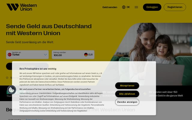 Screenshot of westernunion.com