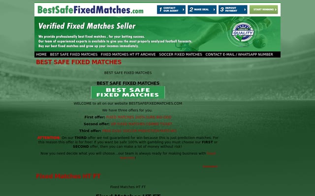 Screenshot of bestsafefixedmatches.com