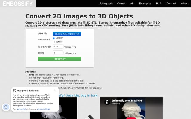 Screenshot of embossify.com