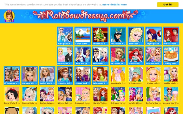 Screenshot of rainbowdressup.com