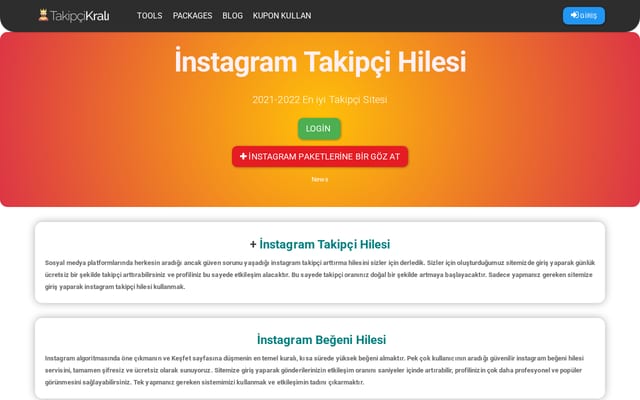Screenshot of takipcikrali.com