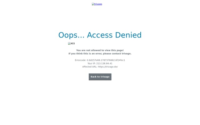 Screenshot of trivago.de