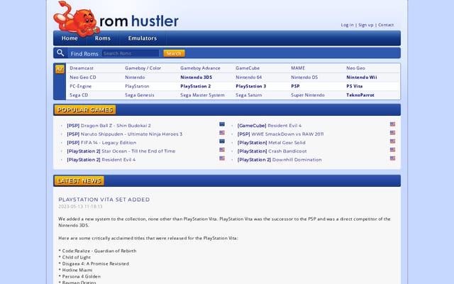 Screenshot of romhustler.org