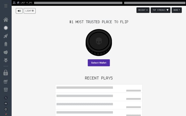Screenshot of degencoinflip.com