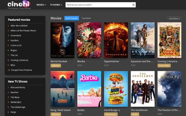 Screenshot of cinehi.com