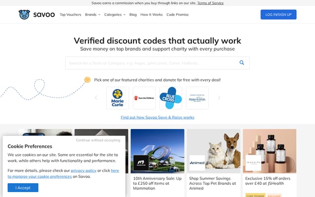 Screenshot of savoo.co.uk