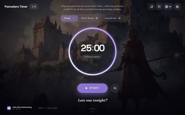 Screenshot of pomodorotimer.online