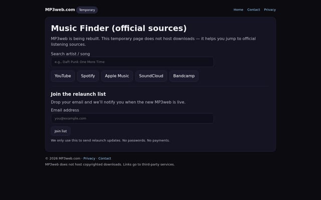 Screenshot of mp3web.com