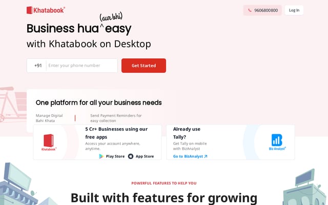 Screenshot of khatabook.com