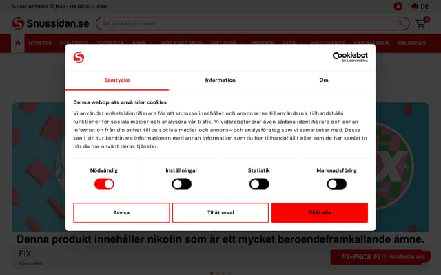 Screenshot of snussidan.se