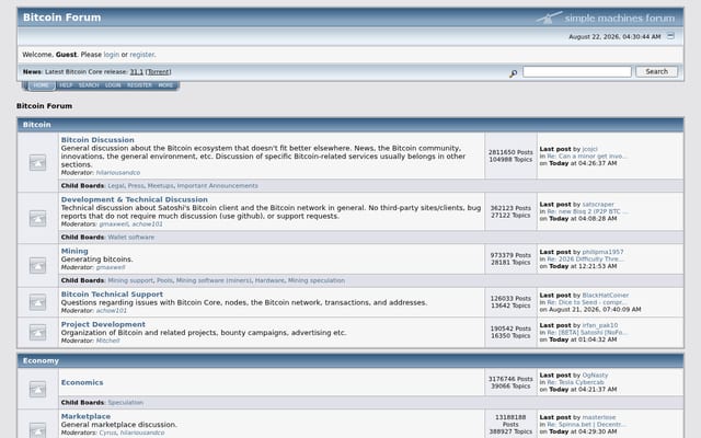 Screenshot of bitcointalk.org