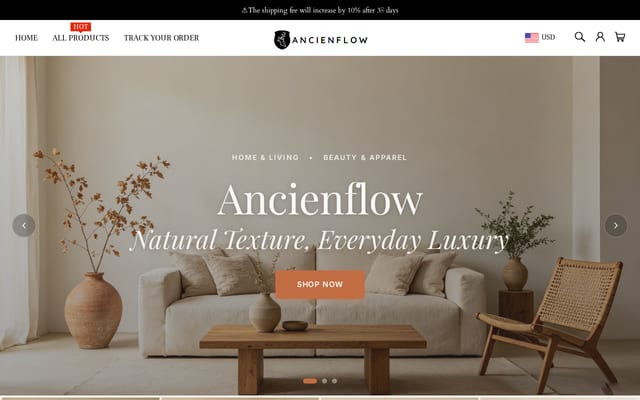 Screenshot of ancienflow.com