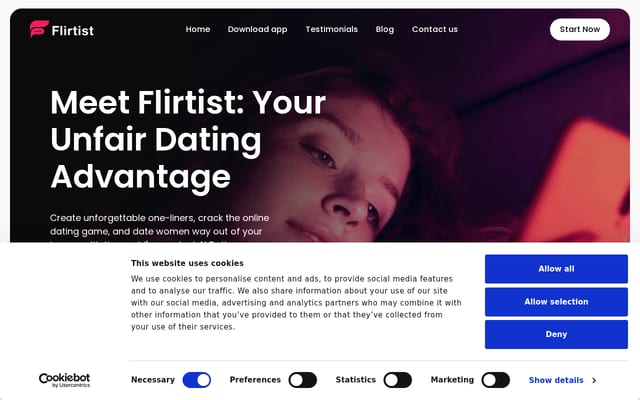Screenshot of flirtist.ai