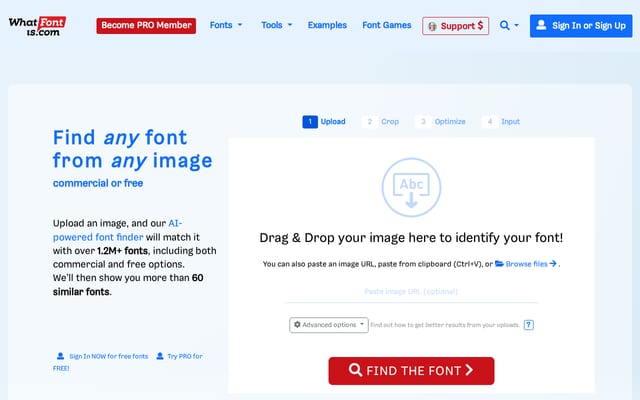 Screenshot of whatfontis.com