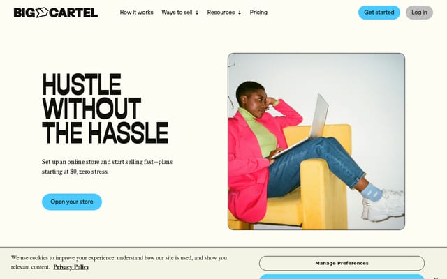Screenshot of bigcartel.com