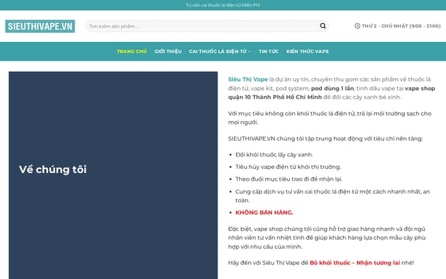 Screenshot of sieuthivape.vn