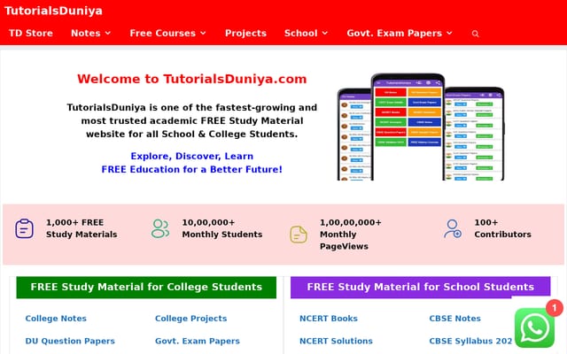 Screenshot of tutorialsduniya.com