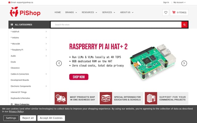 Screenshot of pishop.ca