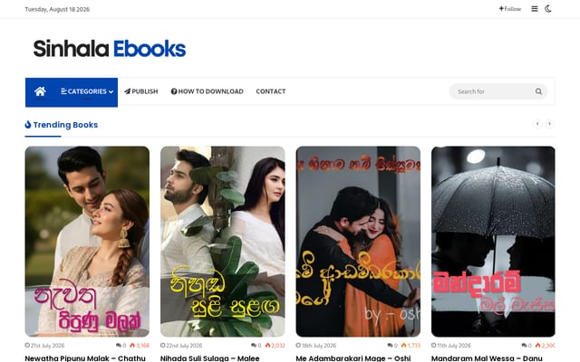 Screenshot of sinhalaebooks.com