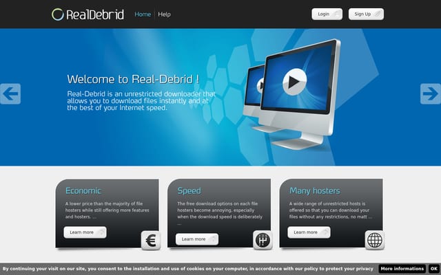 Screenshot of real-debrid.com