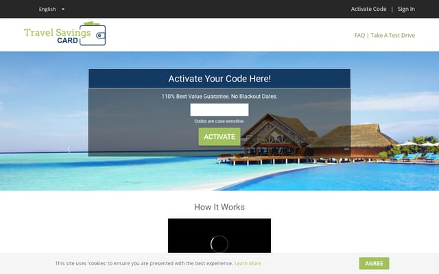 Screenshot of travelsavingscard.com