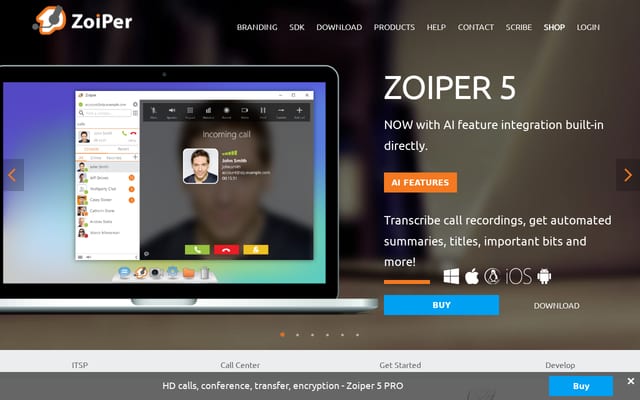 Screenshot of zoiper.com
