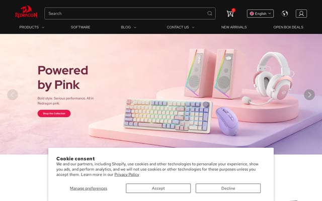Screenshot of redragonshop.com