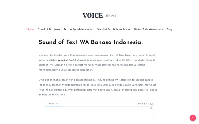 Screenshot of voiceoftext.com