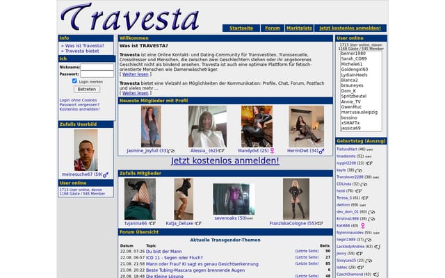 Screenshot of travesta.de