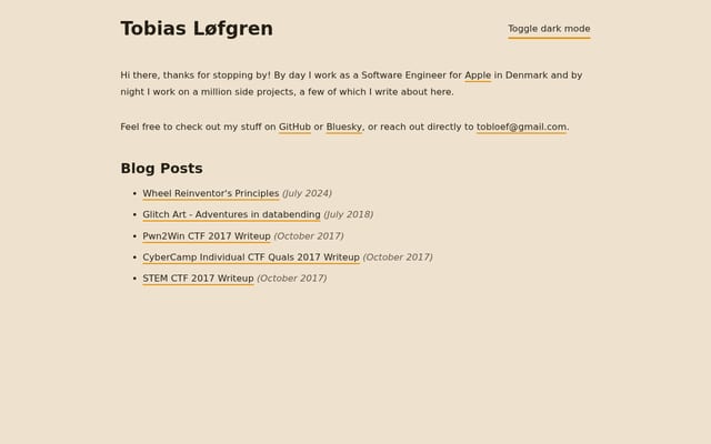 Screenshot of tobloef.com